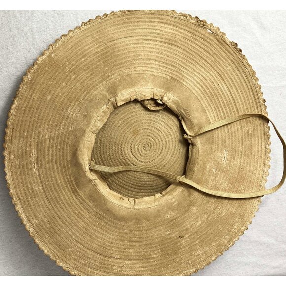19th C. Sun Hat American Flat Crown Hat Button off C 1840-1890 Victorian main image 5